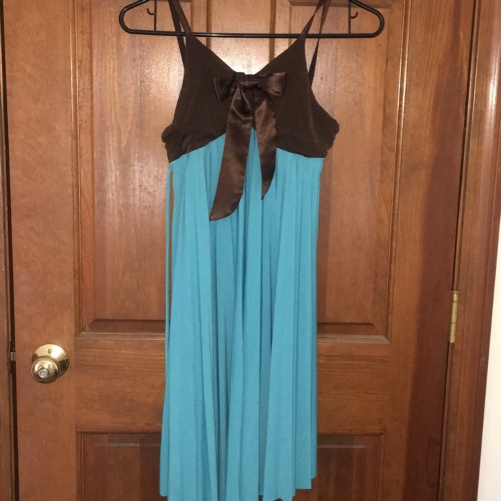 Brown and Blue Flowy Girls Dress